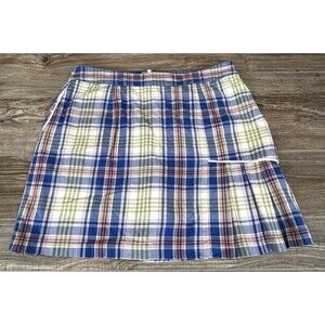Peter Millar Women's Skort Skirt Sz 12 Blue Plaid Golf Tenniscore Pickleball